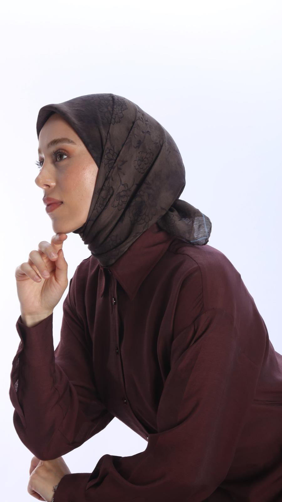 FLEUR DESEN EŞARP KAHVE-11