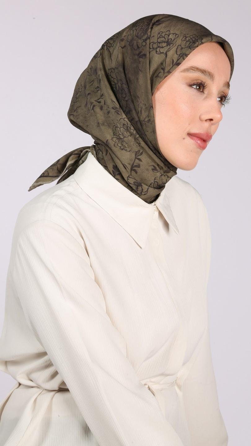 FLEUR DESEN EŞARP YEŞİL-5