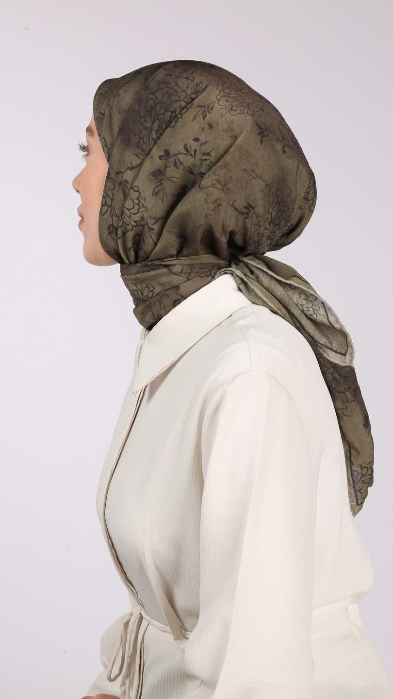 FLEUR DESEN EŞARP YEŞİL-5