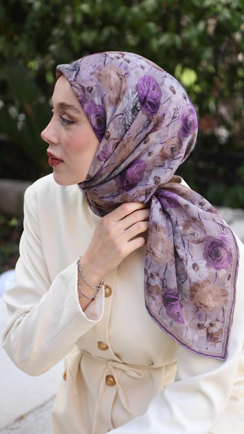 FLOWER DESEN EŞARP LİLA