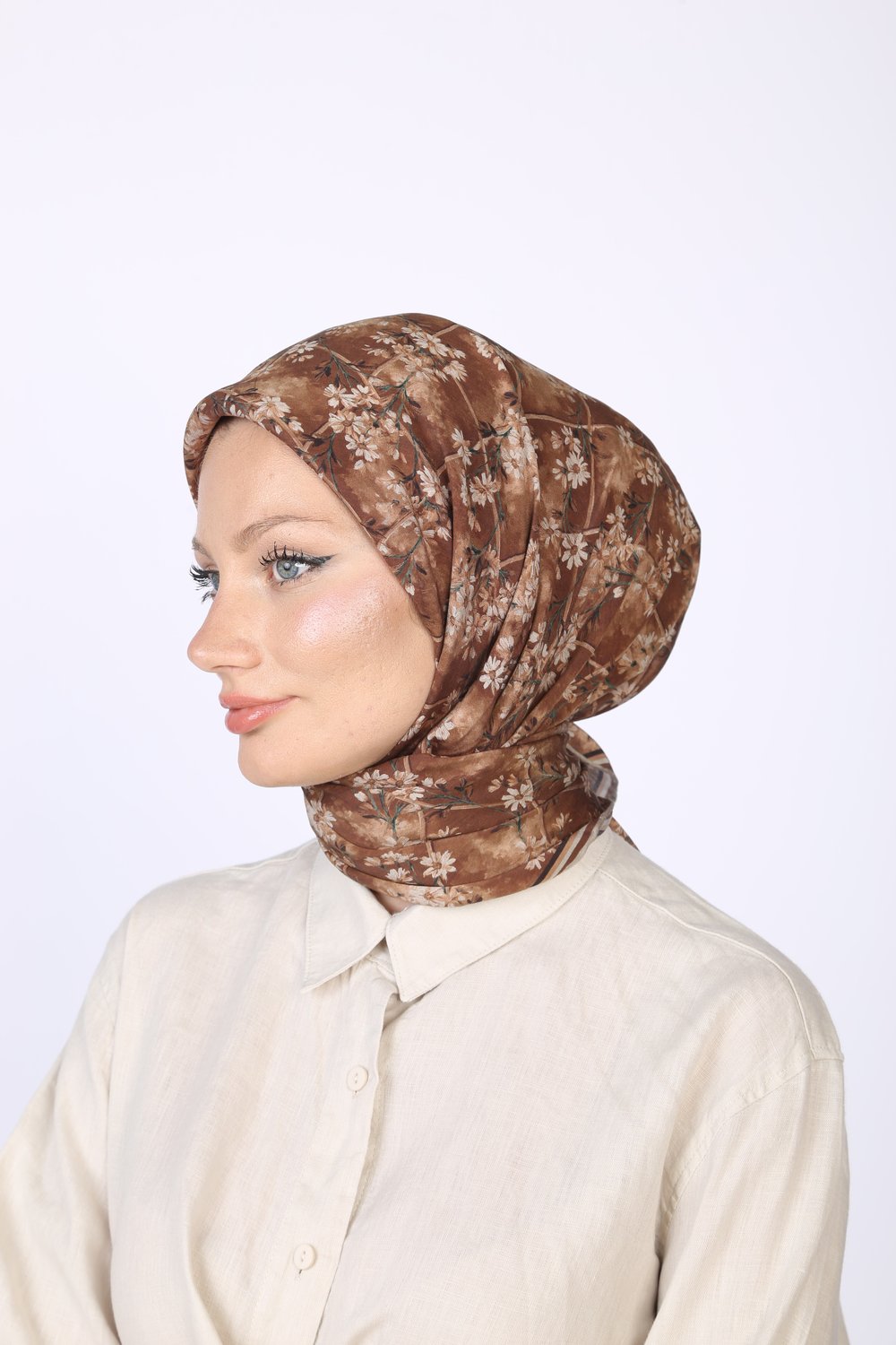 Gardenia Desen Eşarp Çikolata Kahve