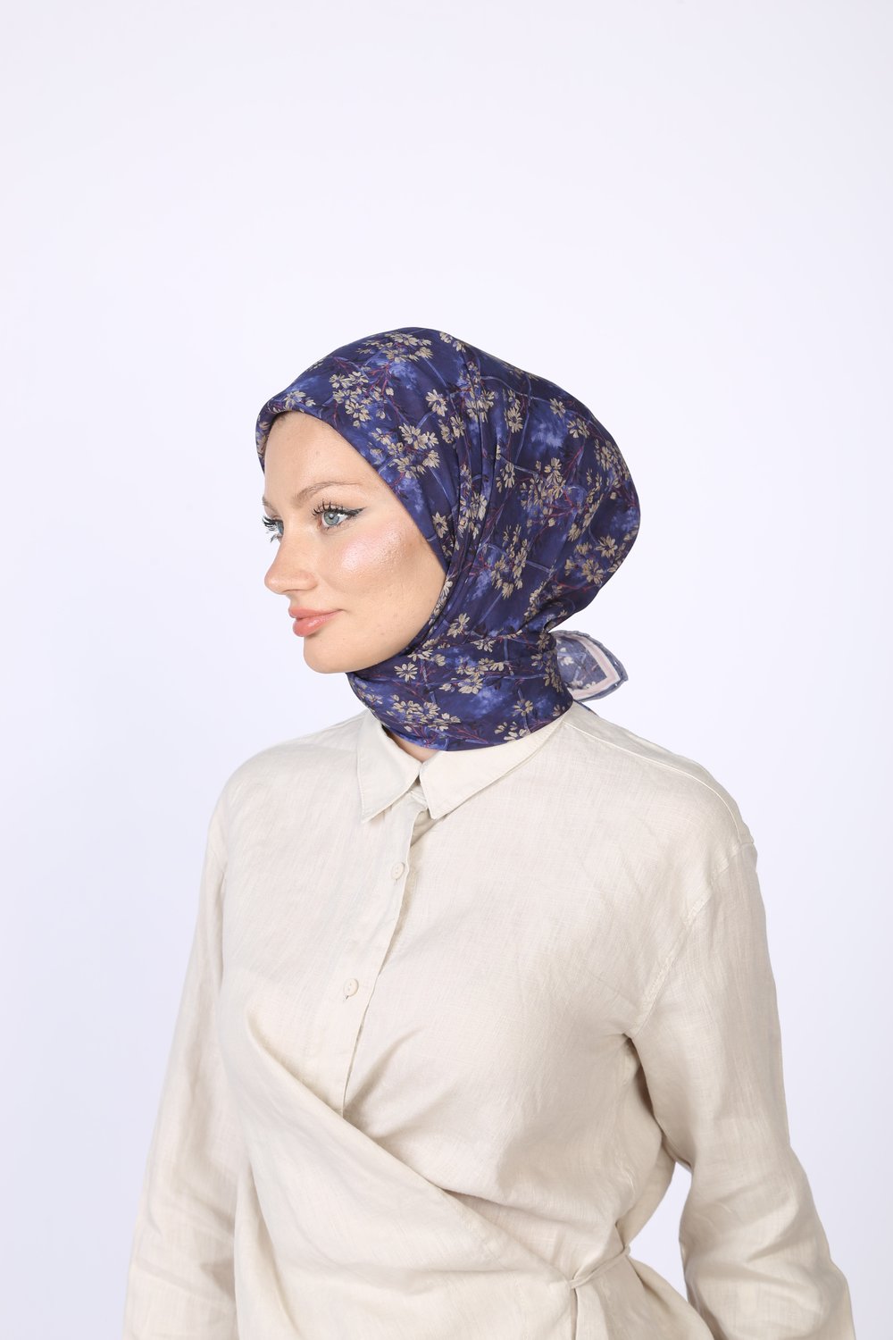 Gardenia Desen Eşarp Lacivert