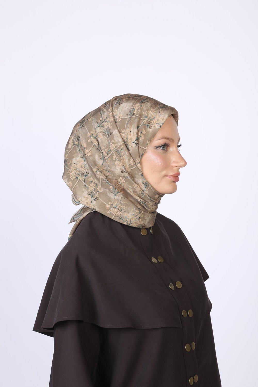 Gardenia Desen Eşarp Vizon