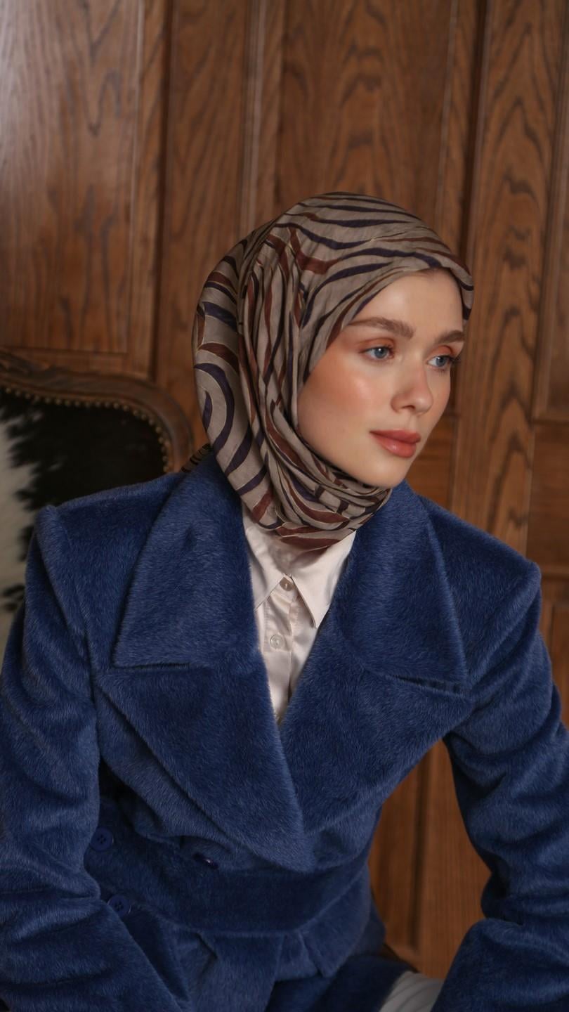 İRİS DESEN EŞARP BEJ