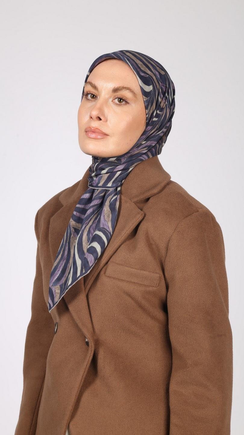 İRİS DESEN EŞARP MORCİVERT