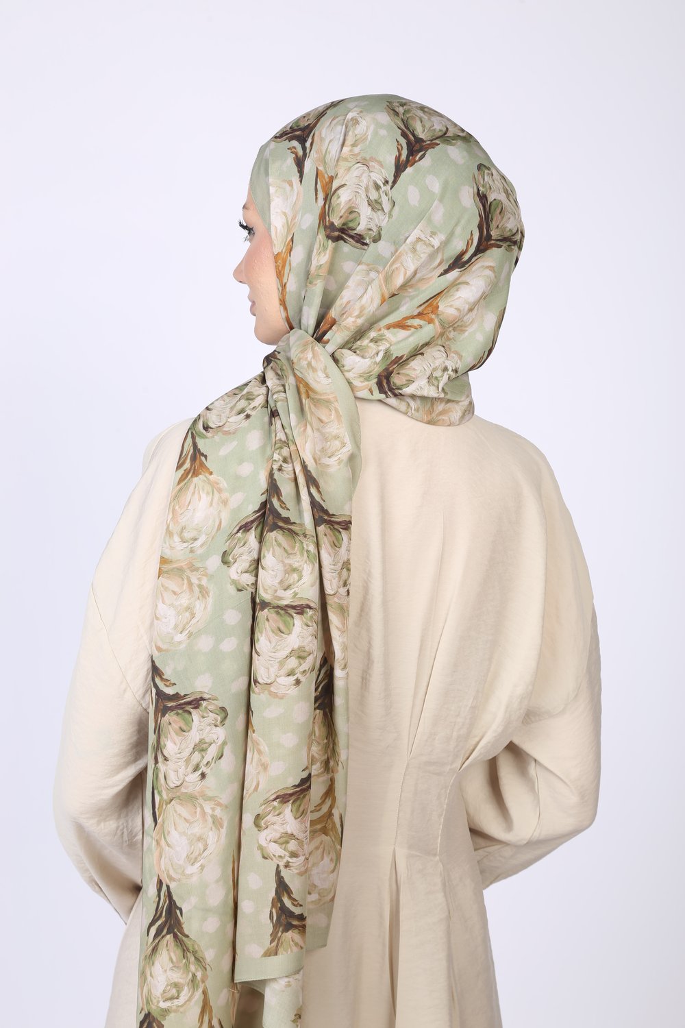 İZGE DESEN ŞAL-PASTEL YEŞİL