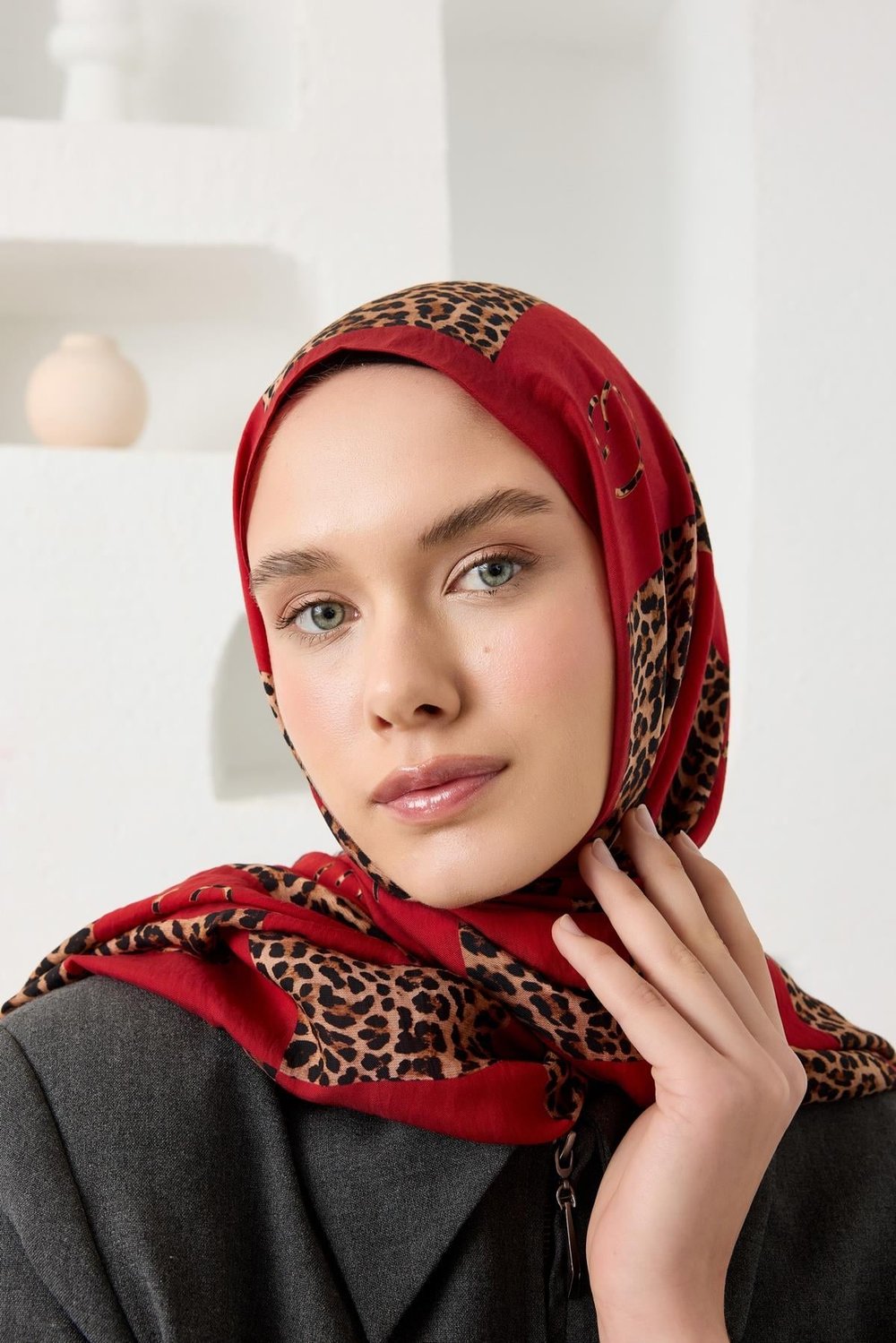 LEONA DESEN ŞAL-KIRMIZI-7
