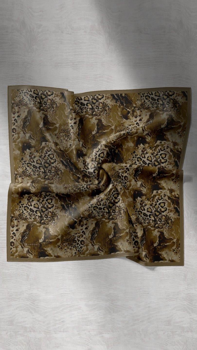 SPOTTED LEOPARD DESEN EŞARP ZEYTİN YEŞİL
