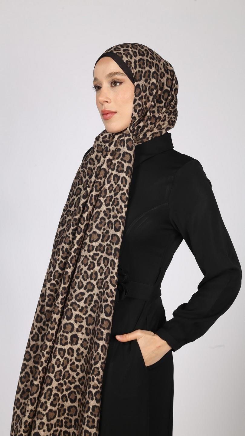 LEOPAR DESEN ŞAL SİYAH