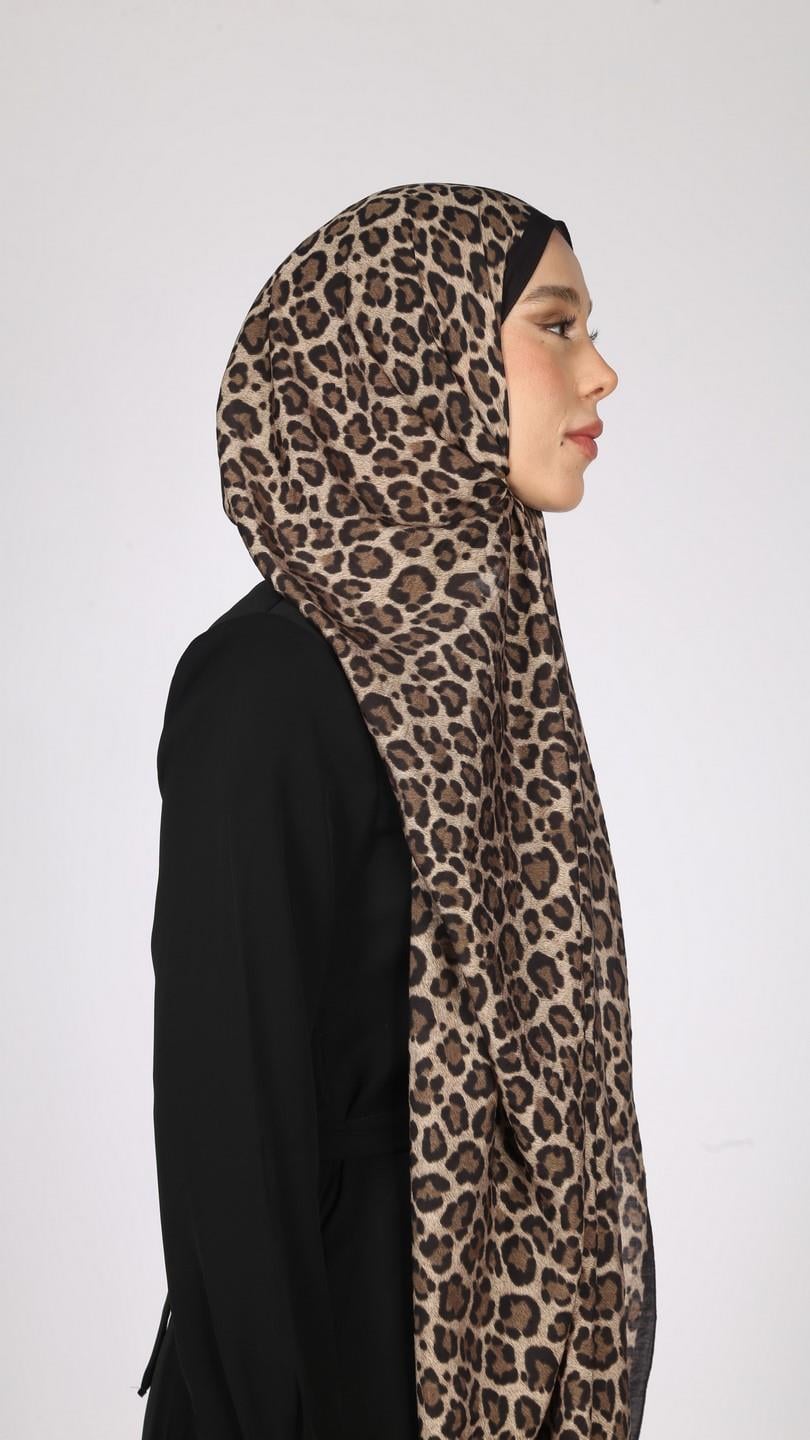 LEOPAR DESEN ŞAL SİYAH
