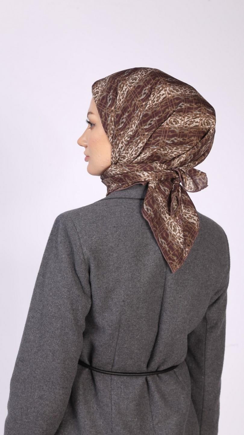 LEOPAR GRİD DESEN EŞARP BORDO