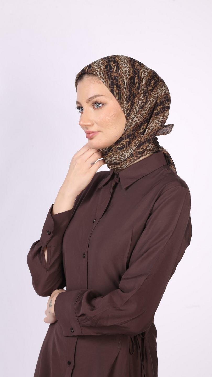 LEOPAR GRİD DESEN EŞARP ORJİNAL