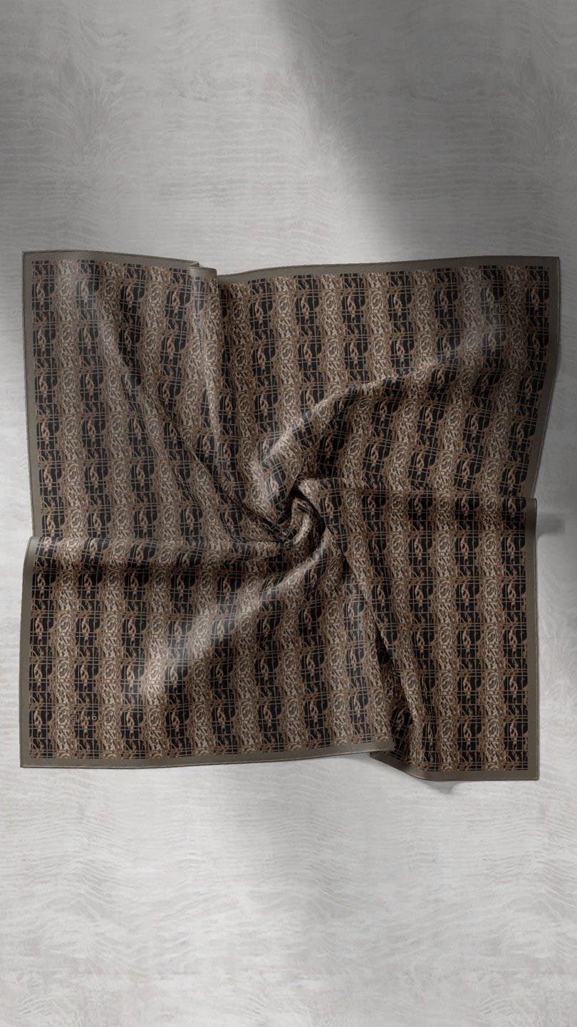 LEOPAR GRİD DESEN EŞARP SİYAH