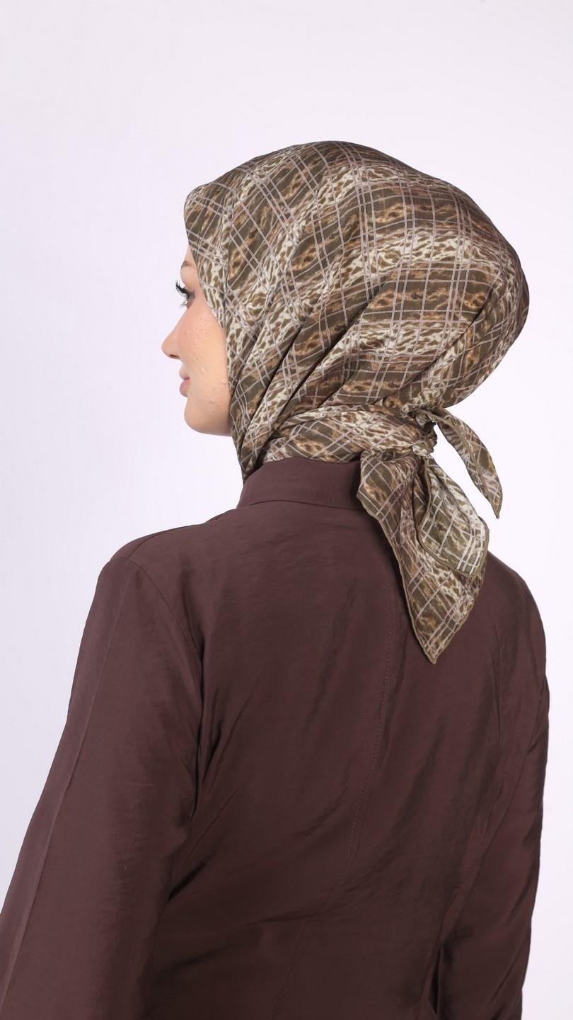 LEOPAR GRİD DESEN EŞARP YEŞİL