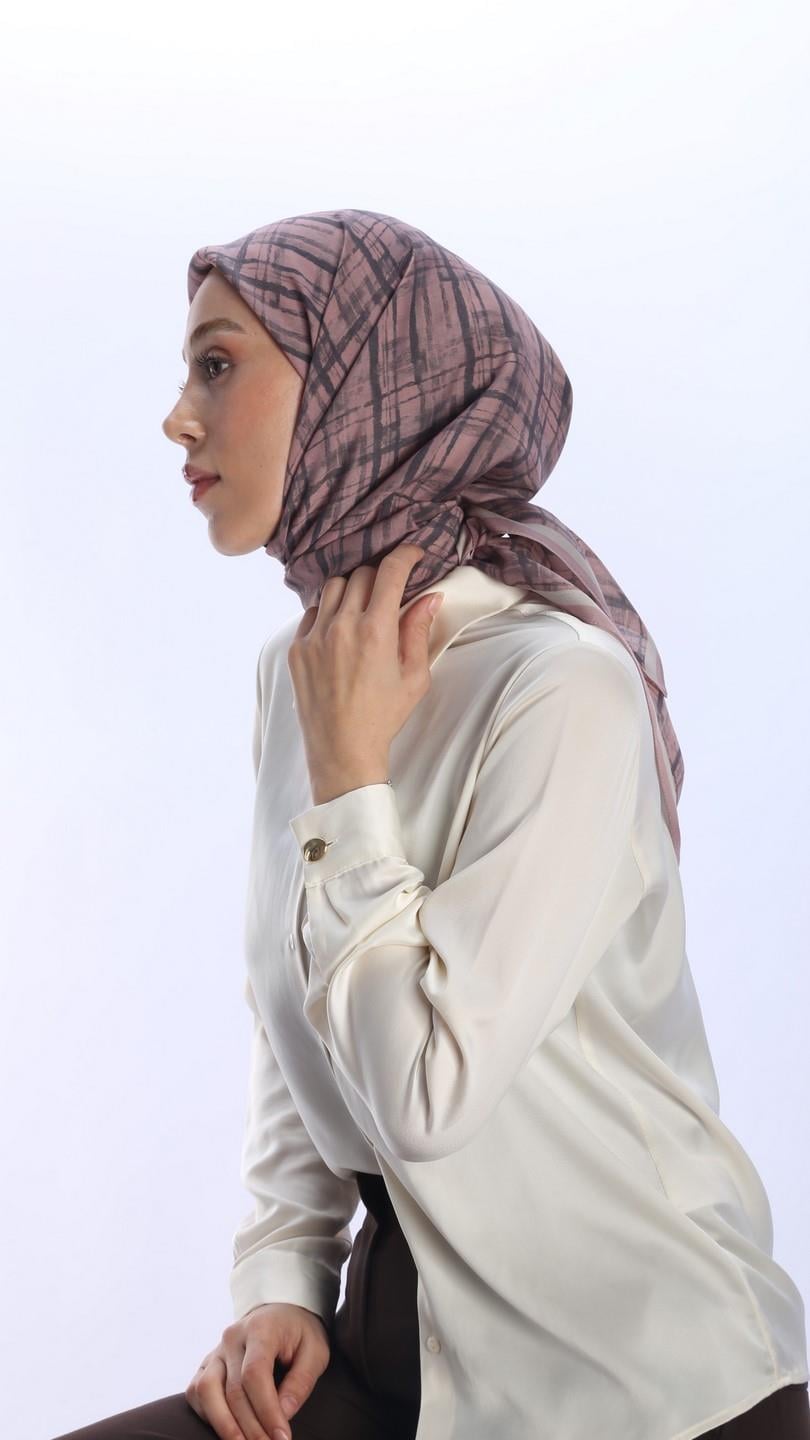 MONO DESEN EŞARP PEMBE-2
