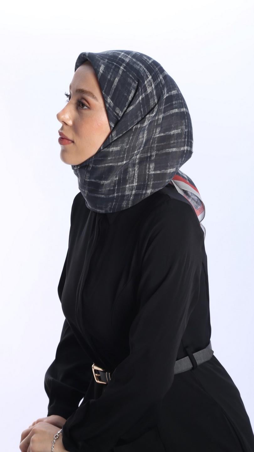 MONO DESEN EŞARP SİYAH KIRMIZI-3