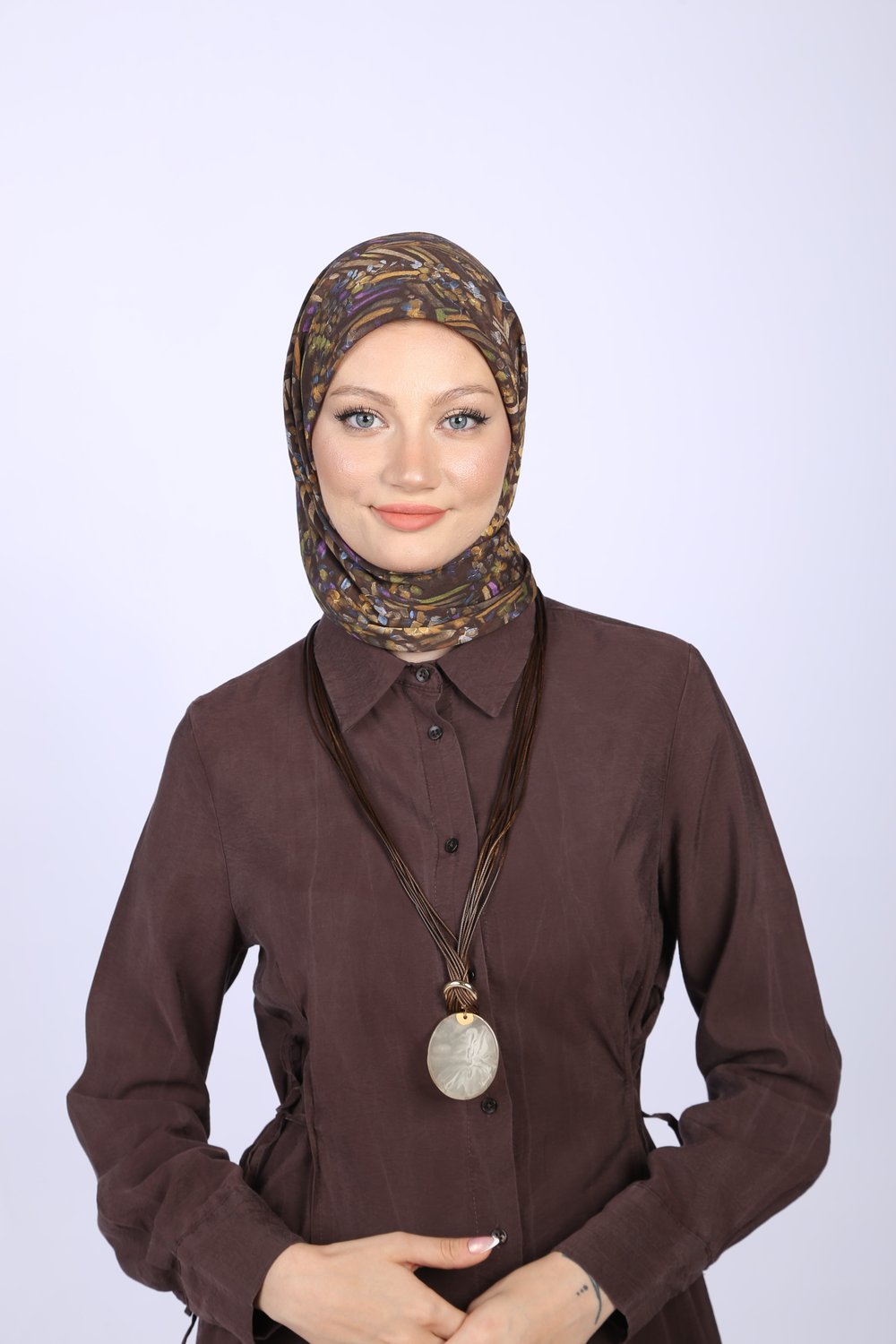 Mozaik Desen Eşarp Zeytin Yeşili