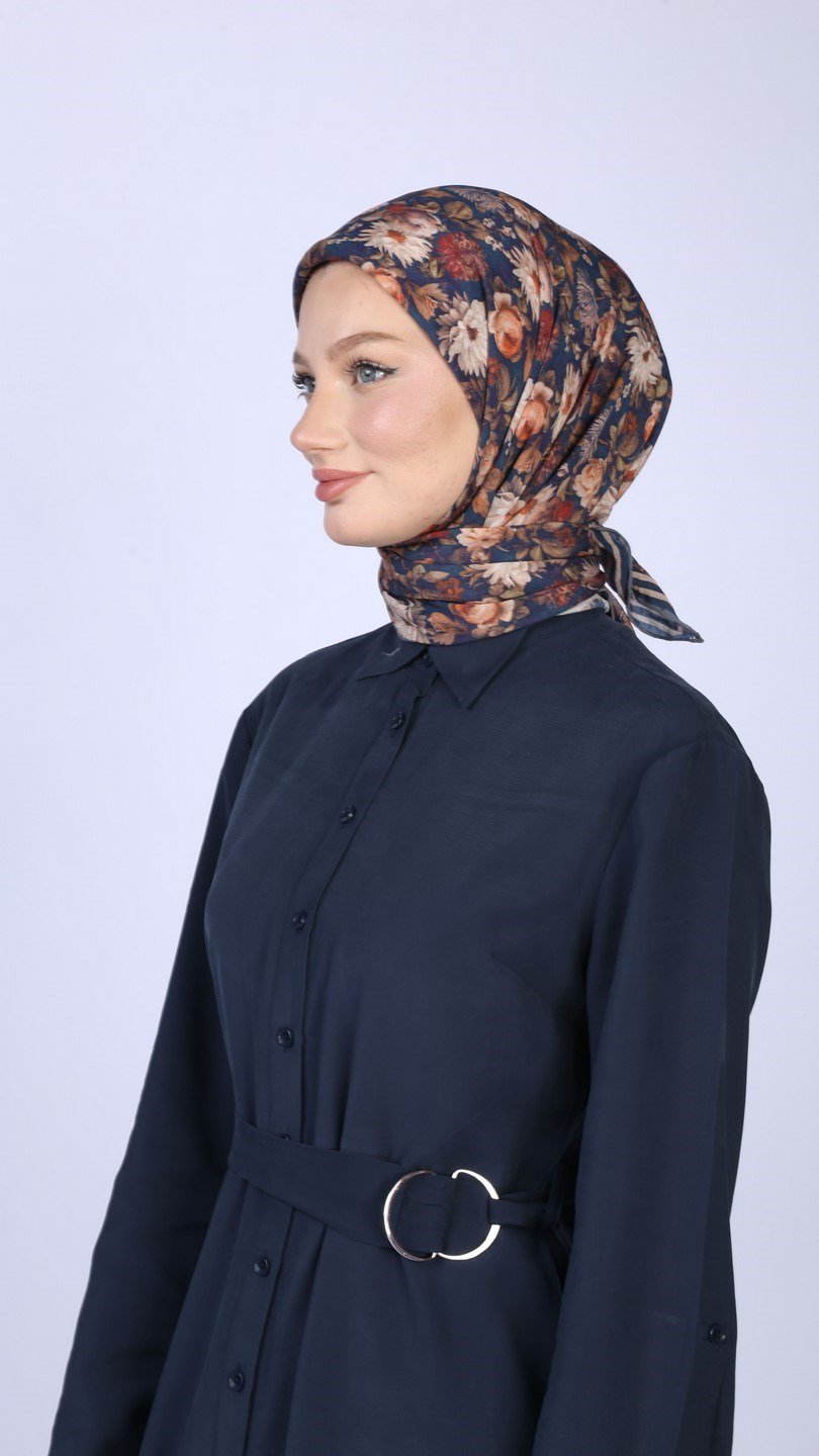 MYSTİC GARDEN DESEN EŞARP LACİVERT