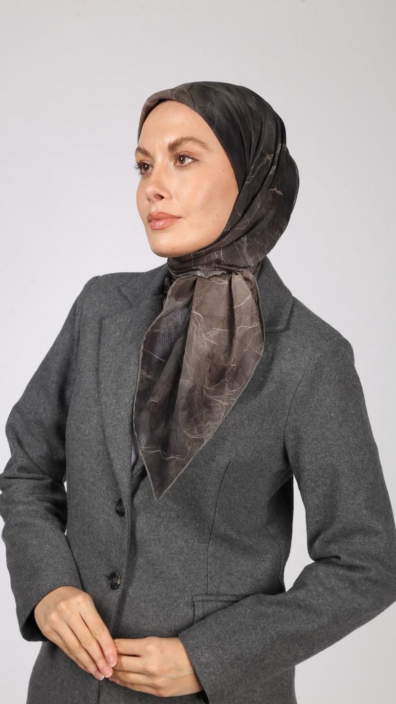 NOİR DESEN EŞARP ANTRASİT-BEJ