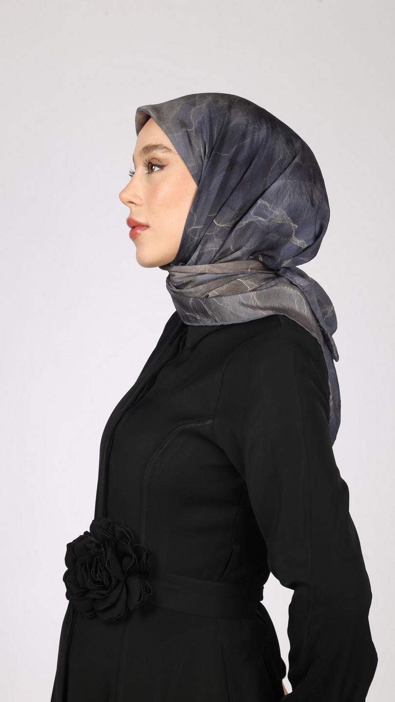 NOİR DESEN EŞARP MAVİ