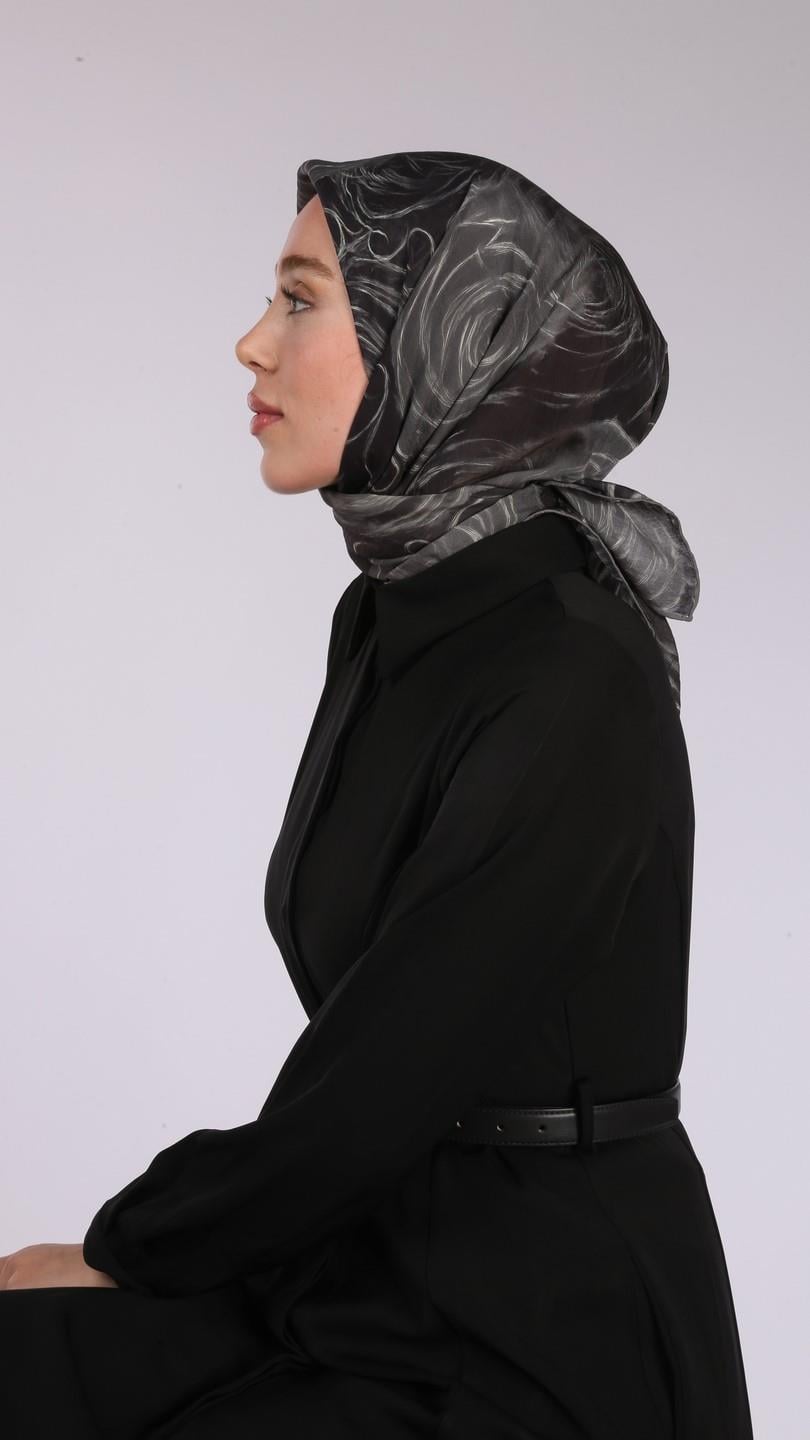 NORA DESEN EŞARP SİYAH-GRİ
