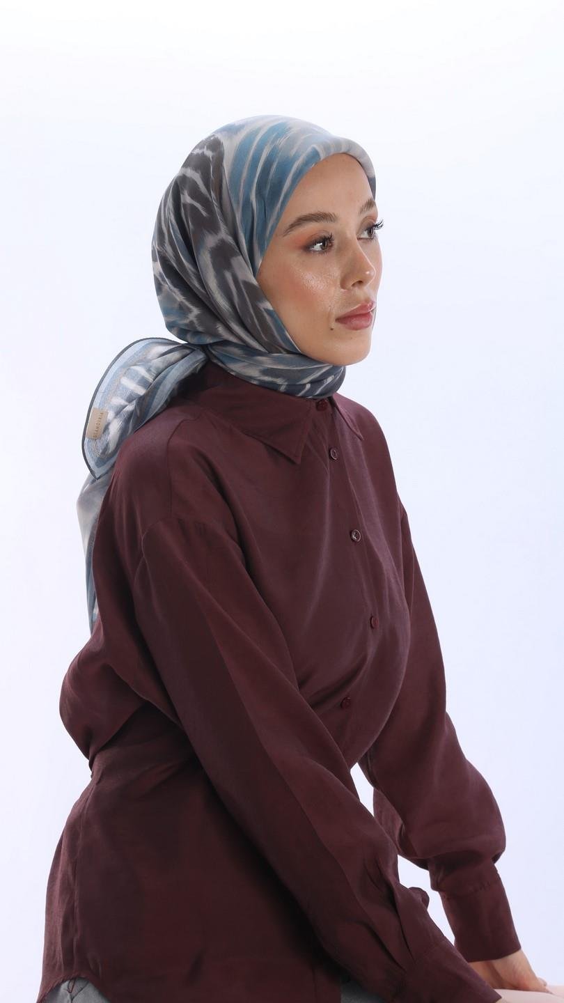 OLVERA DESEN EŞARP MAVİ-4