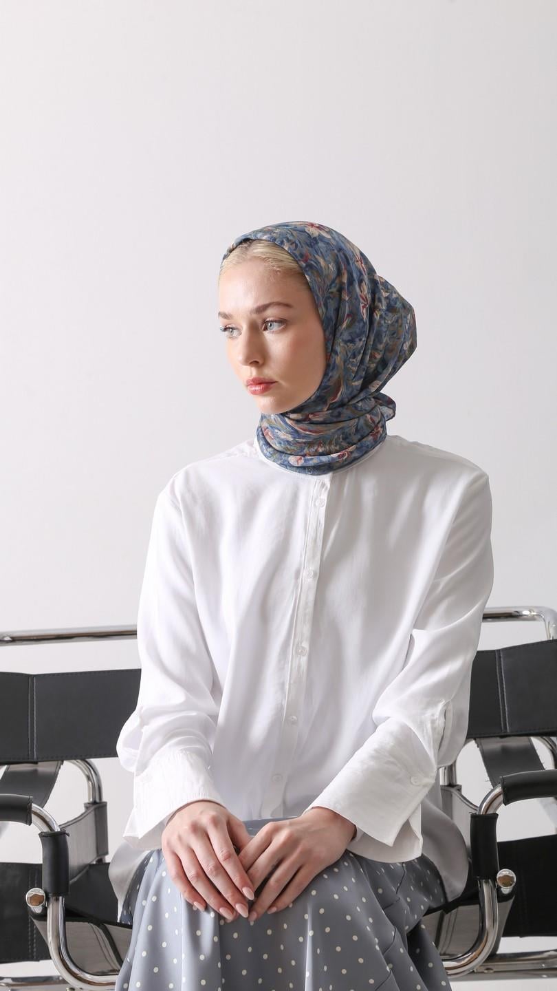 PALM DESEN EŞARP MAVİ