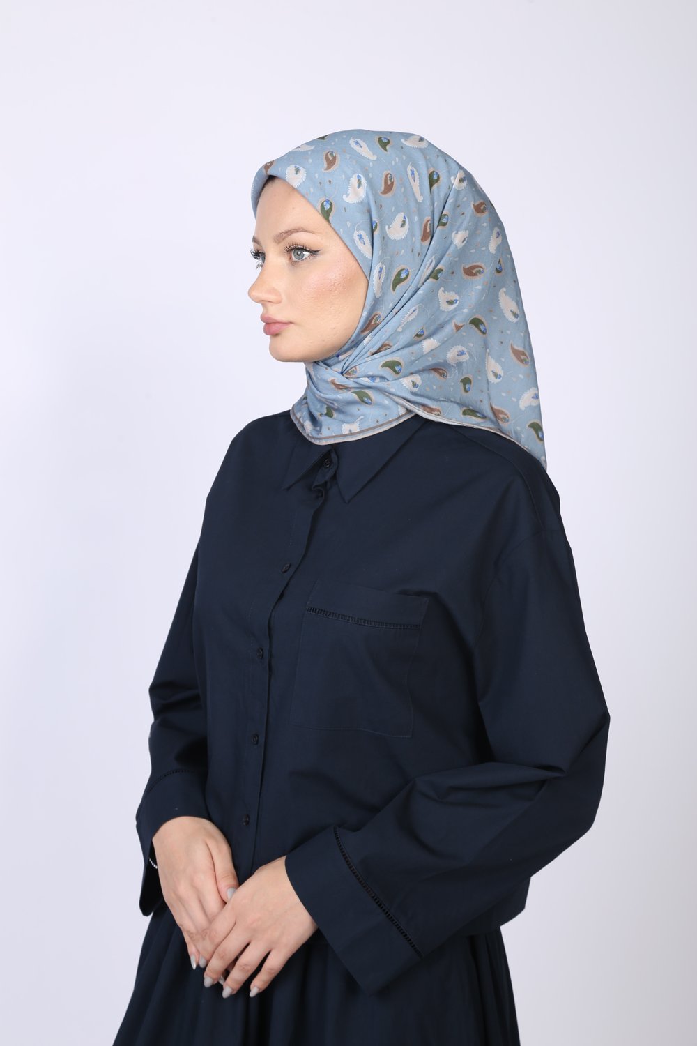 PERA DESEN EŞARP PASTEL MAVİ
