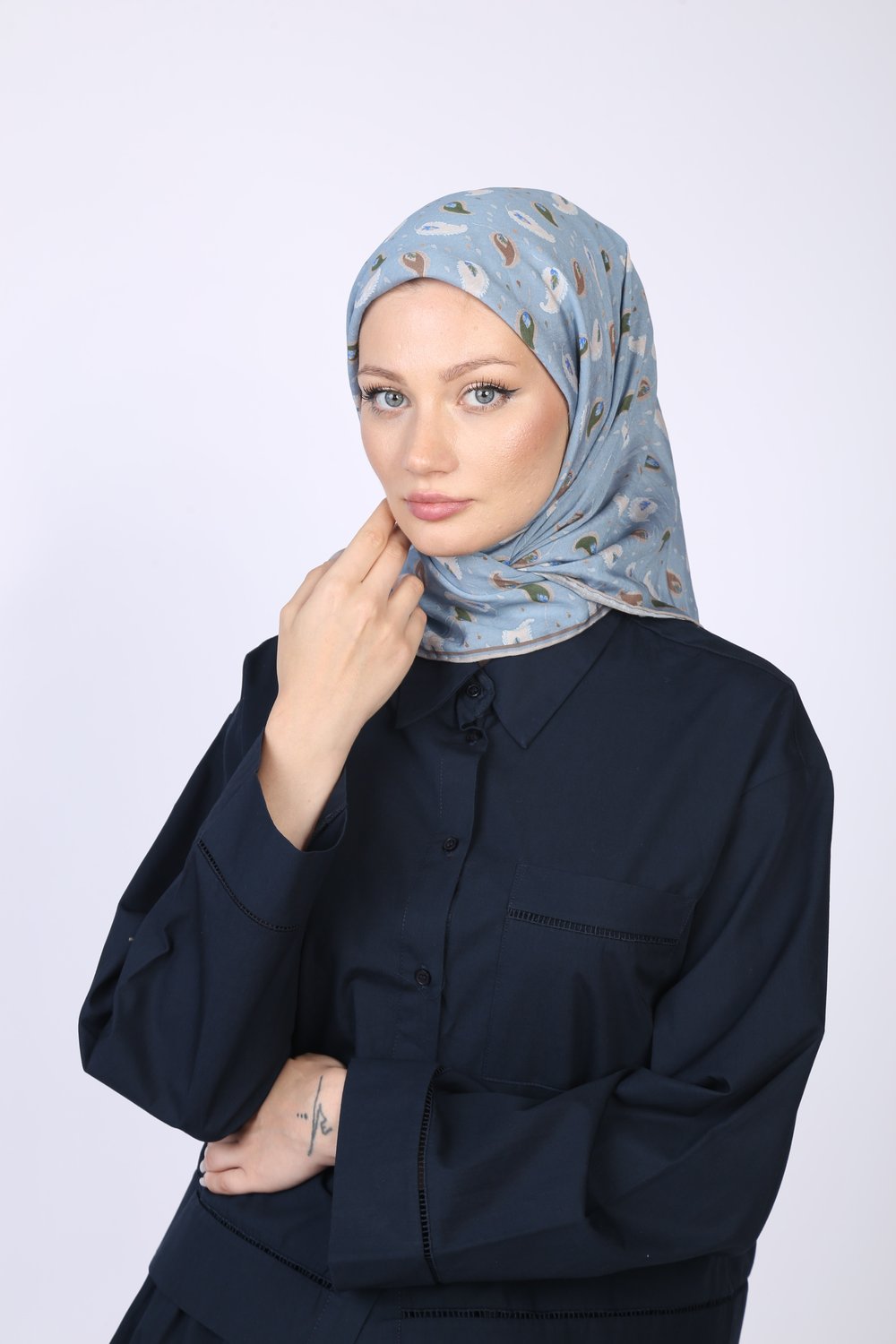 PERA DESEN EŞARP PASTEL MAVİ