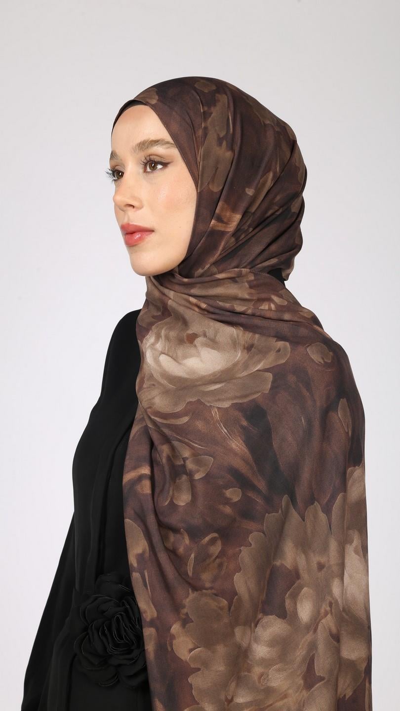 PEONY DESEN ŞAL ACI KAHVE