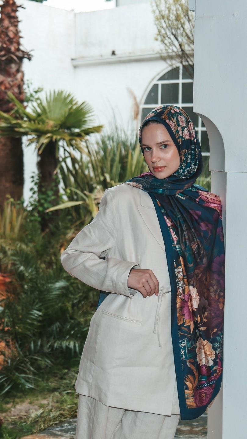 ROSE DESEN ŞAL LACİVERT-7