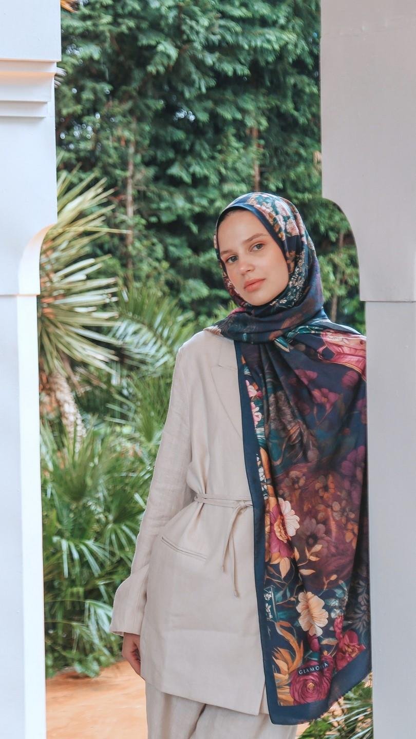 ROSE DESEN ŞAL LACİVERT-7
