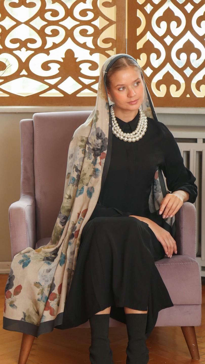 ROSALİNE DESEN ŞAL BEJ-1