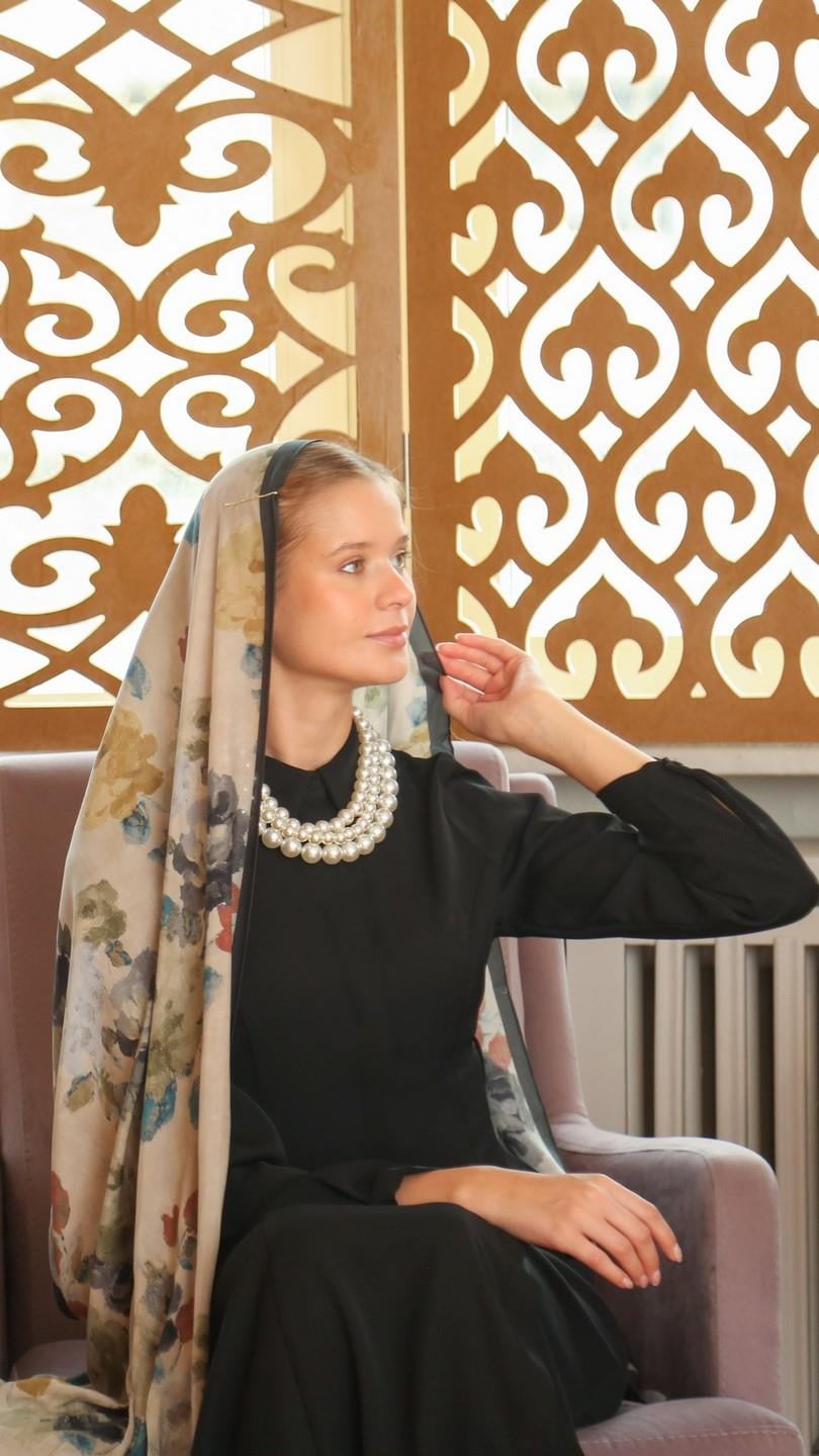 ROSALİNE DESEN ŞAL BEJ-1