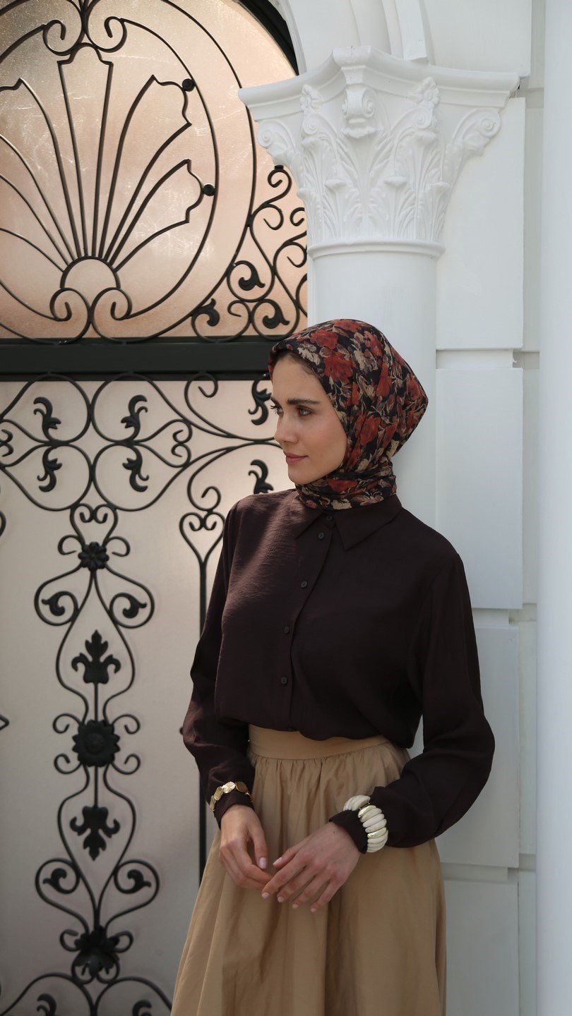 ROSELİER DESEN EŞARP SİYAH