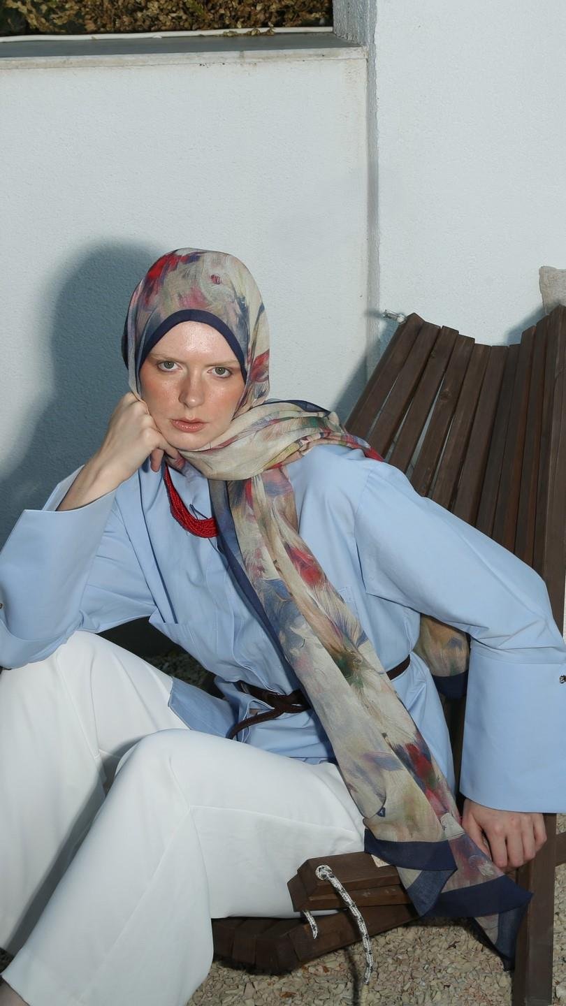 ROSELLE DESEN ŞAL LACİVERT-7