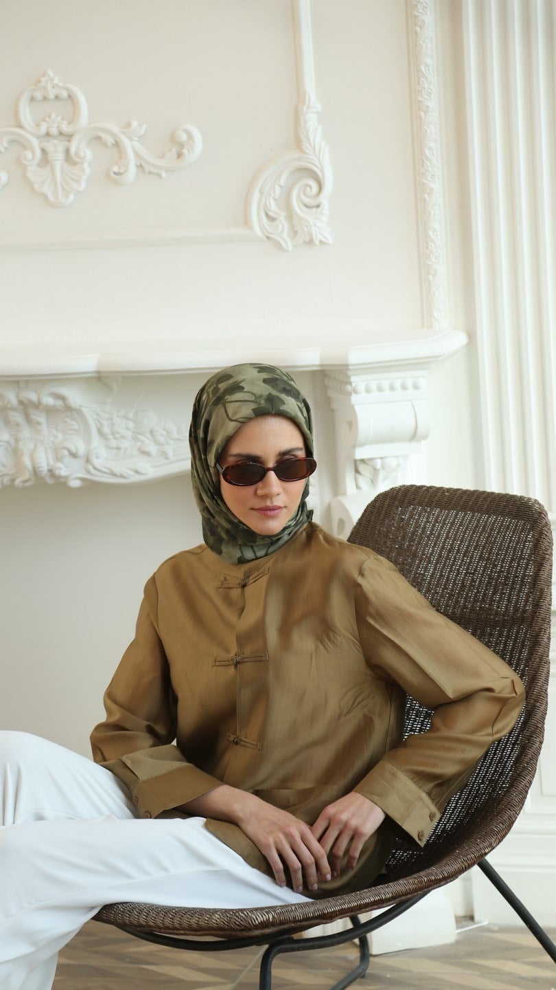 ROZA DESEN EŞARP YEŞİL