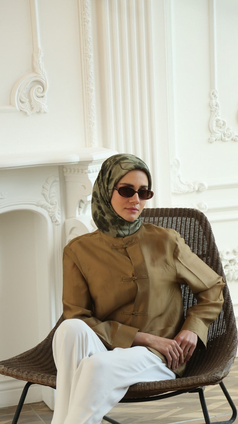 ROZA DESEN EŞARP YEŞİL
