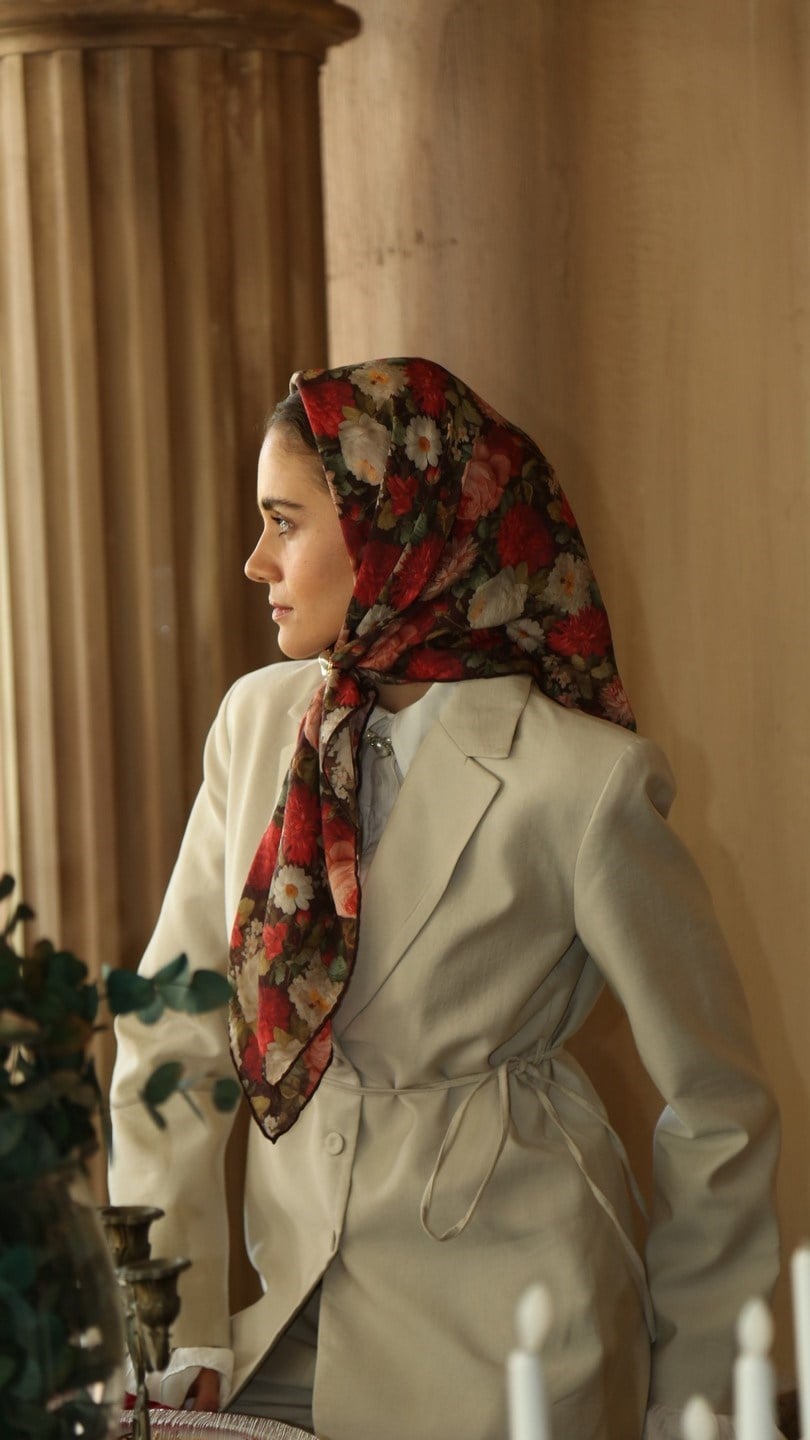 SECRET GARDEN DESEN EŞARP ACI KAHVE
