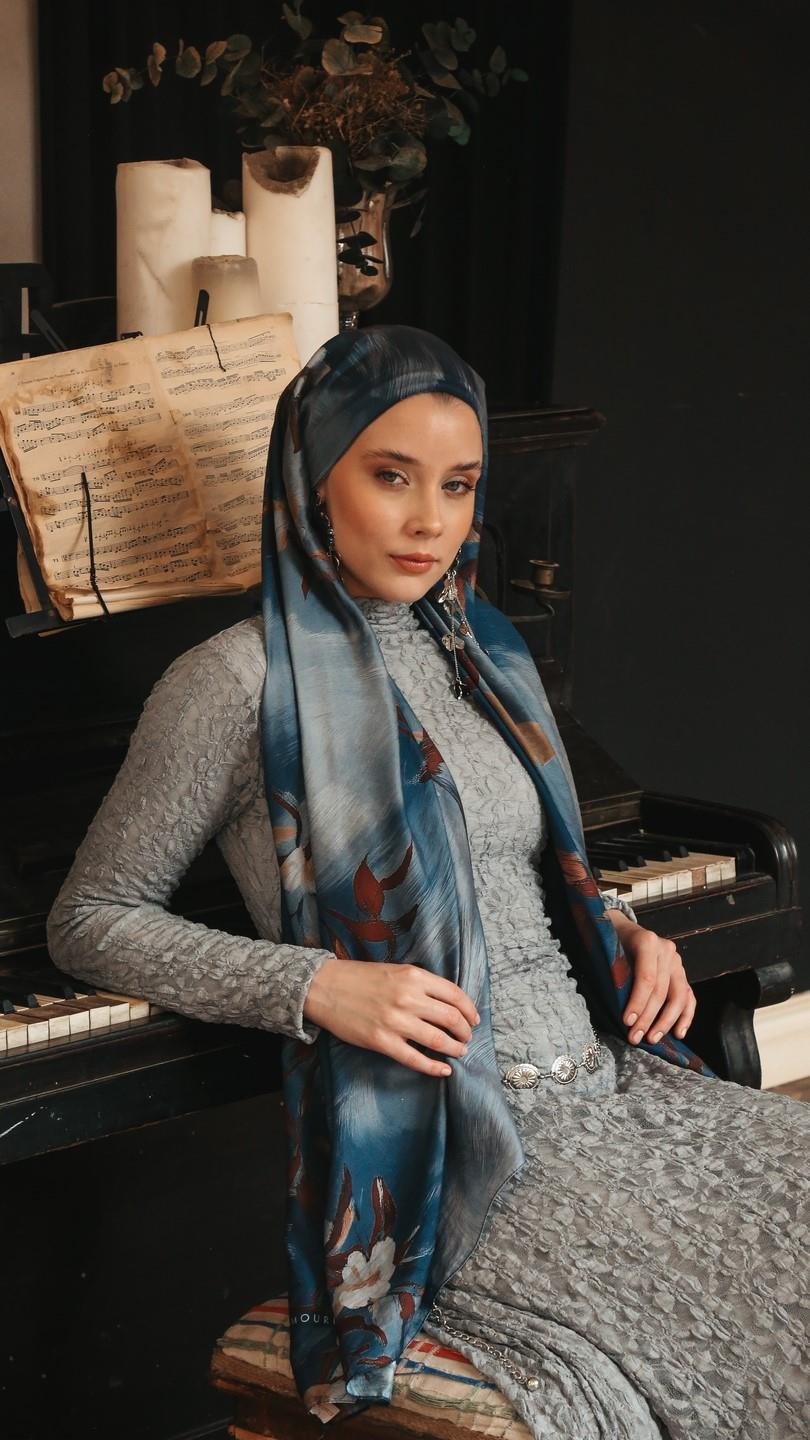 SILVA DESEN ŞAL LACİVERT-5