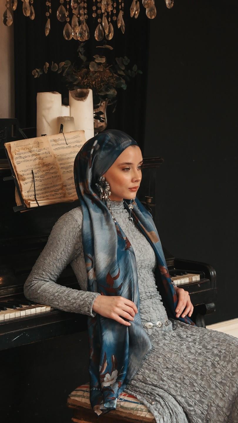 SILVA DESEN ŞAL LACİVERT-5