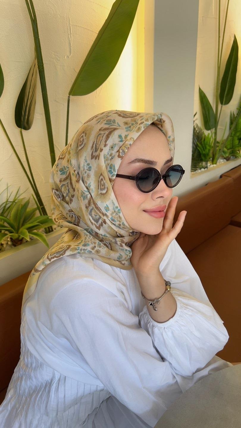 SOLENNE DESEN EŞARP SARI-3