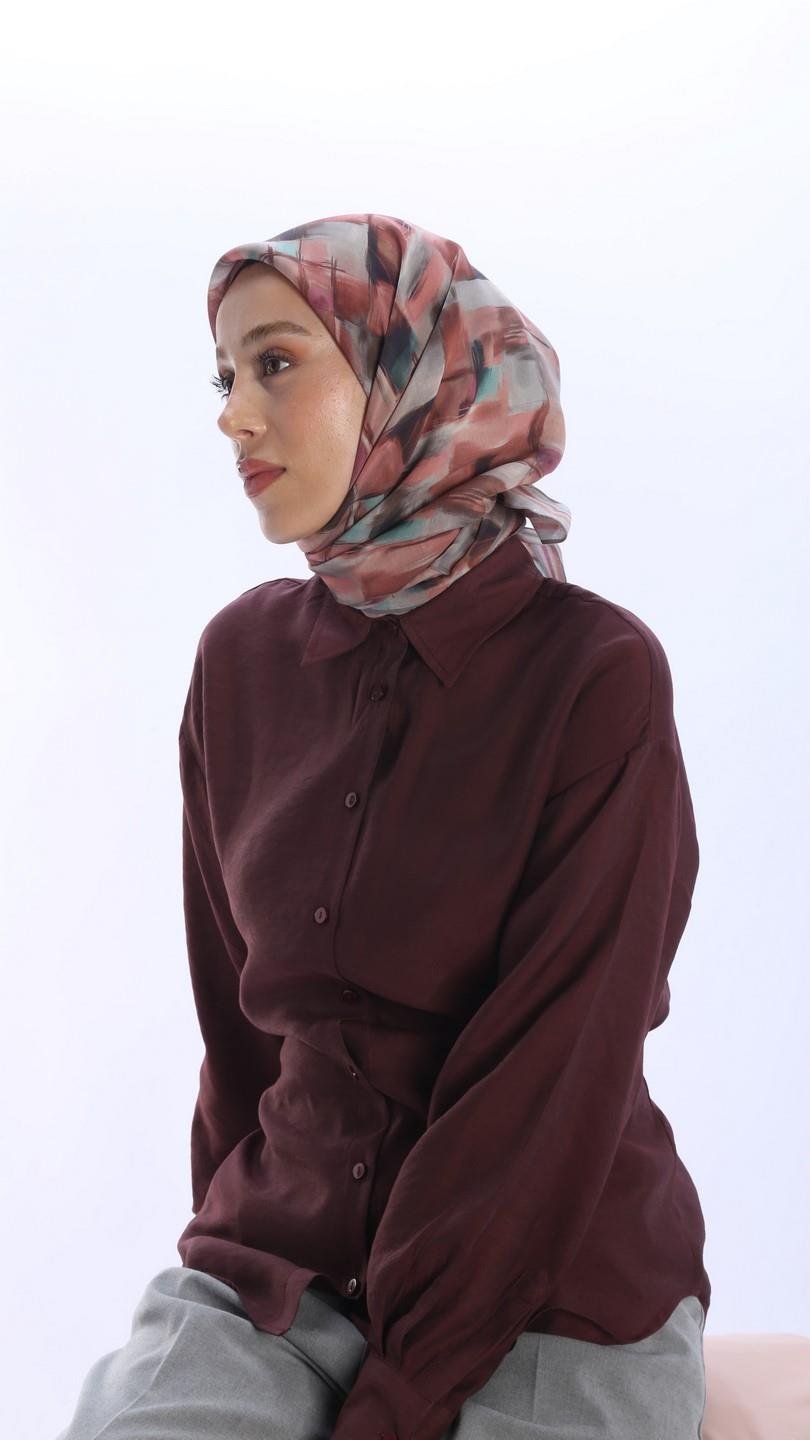 SOLVİA DESEN EŞARP PEMBE-5