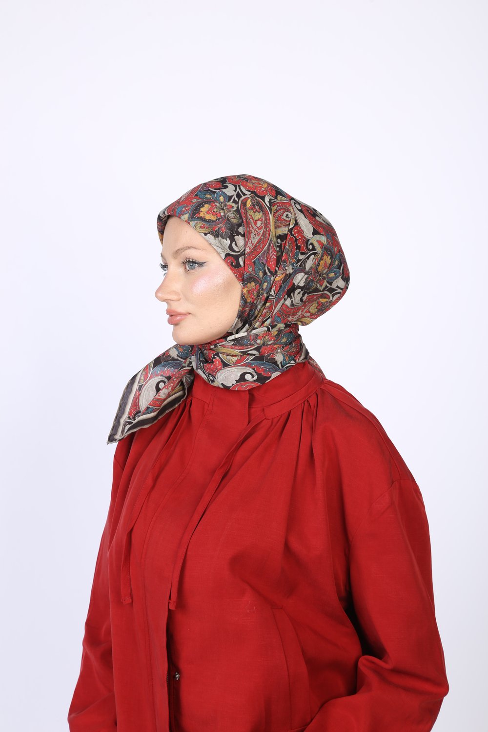 Talya Desen Eşarp Siyah Kırmızı