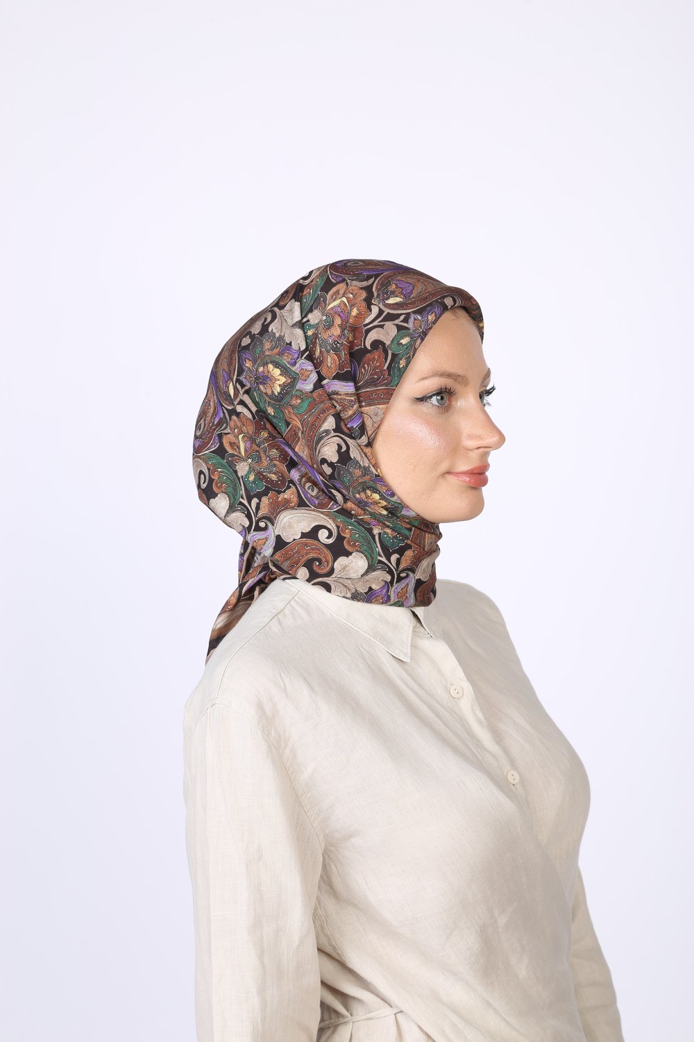 Talya Desen Eşarp Siyah Mor