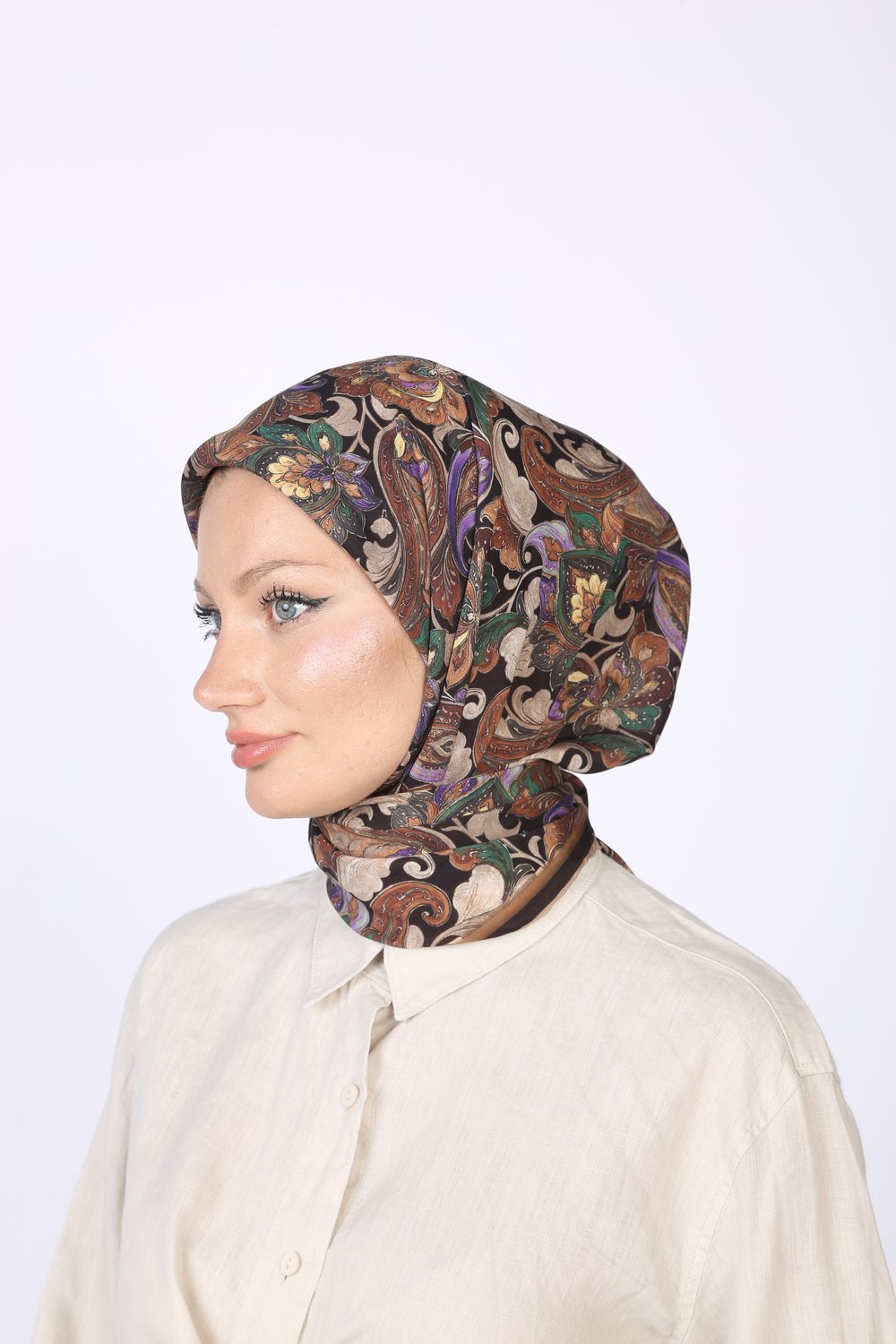 Talya Desen Eşarp Siyah Mor
