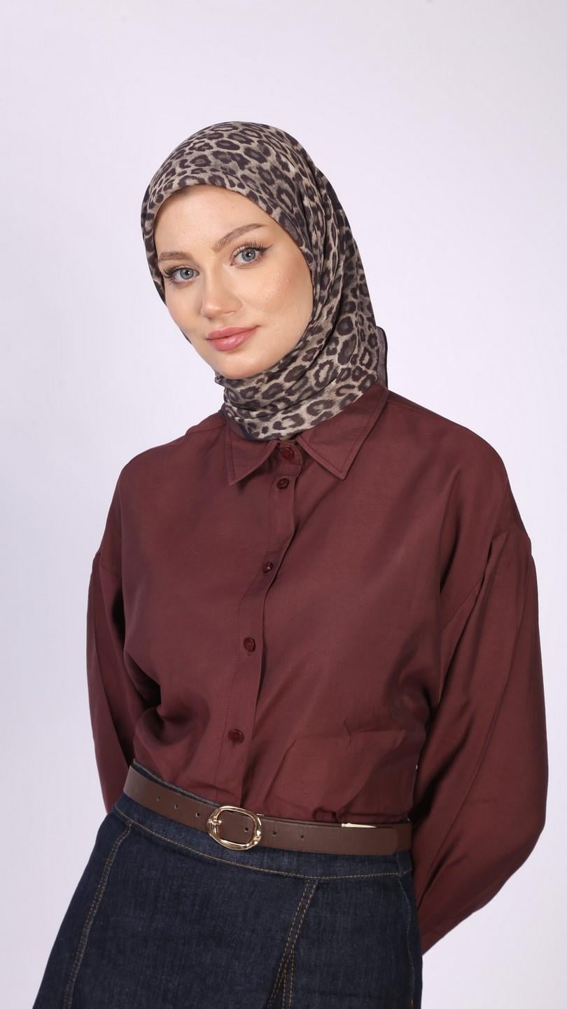 TİNY LEOPARD DESEN EŞARP BORDO