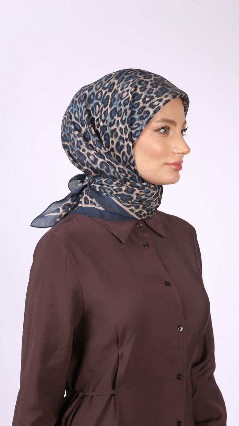 TİNY LEOPARD DESEN EŞARP LACİVERT