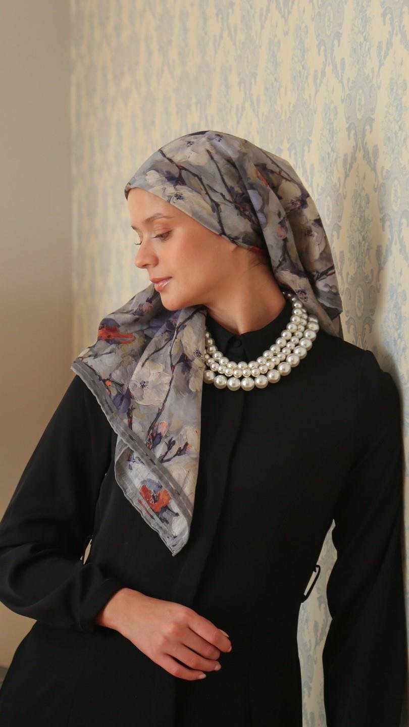 VELİNA DESEN EŞARP MOR-3