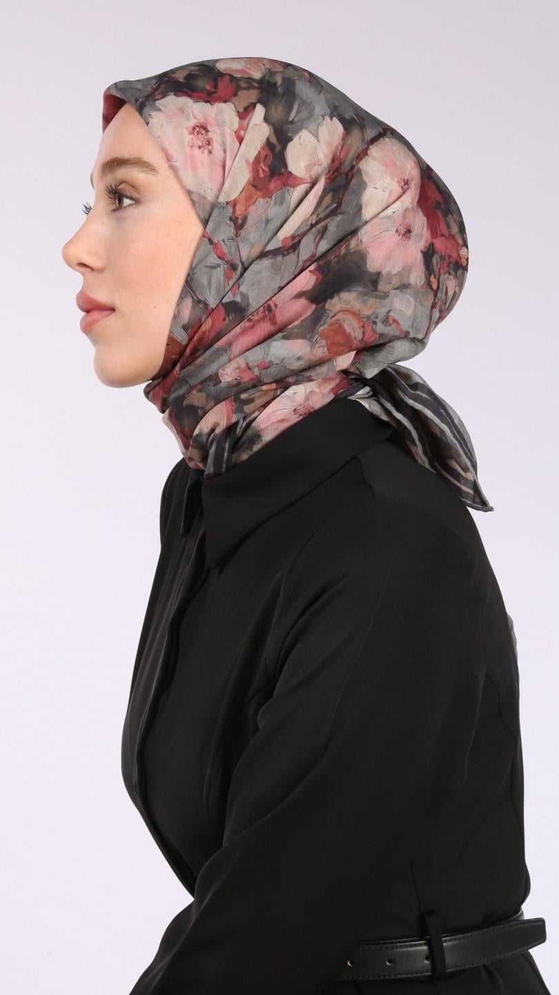 VELİNA DESEN EŞARP SİYAH-5